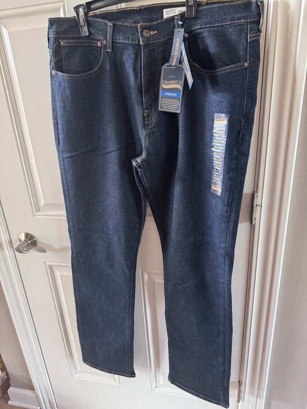 Cremieux Premium Denim Men’s Jeans 38x34 Straight Fit Dark Wash NWT